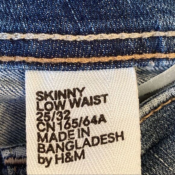 &DENIM by H&M Skinny Low Waist Distressed Jeans Sz 25 (US Sz 0) EUC - Picture 5 of 7